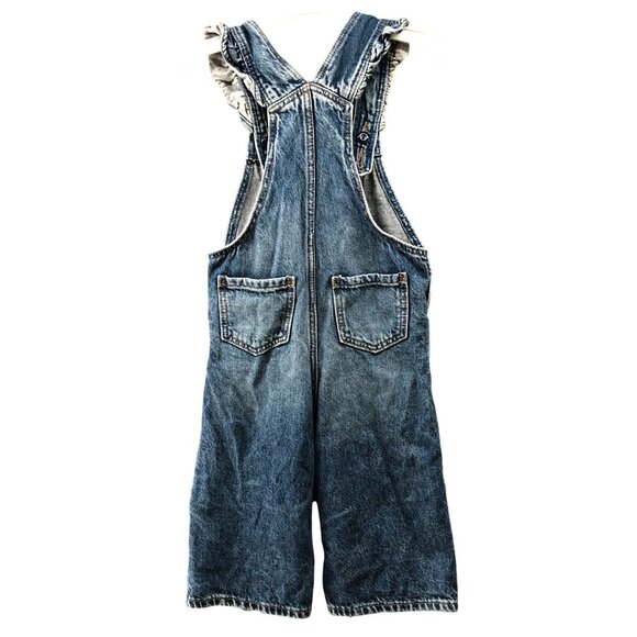 Gap Baby Denim Overalls Girls 2T Blue Ruffle Strap Pockets 100% Cotton - Picture 2 of 8